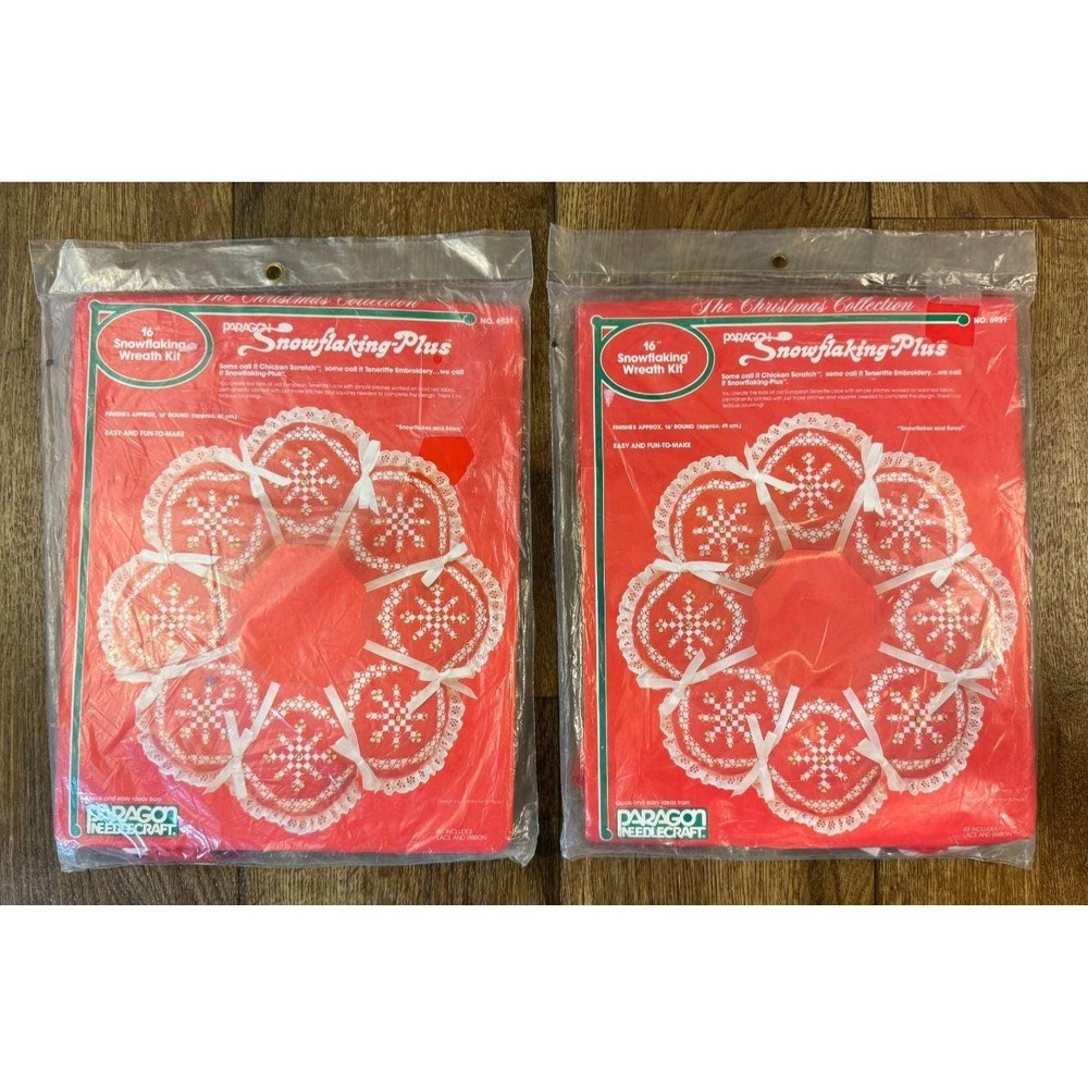 Vintage Paragon Needlecraft Snowflaking Plus 16 Inch Wreath Kit #6931 New‎ Lot 2